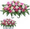 Artificial Cemetery Flower Saddle – Pink & White Silk Rose Headstone Bouquet, Outdoor Grave Memorial Flowers with Vase, Tombstone Decoration